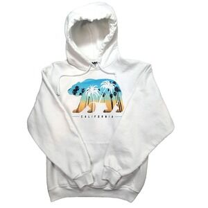 Tony Hawk California Bear Palm Tree Mens Hoodie Large White Long Sleeve Pullover
